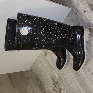Lemon Jelly Black Speckled Rain Boots | European 39 | Made in Portugal